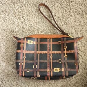Ralph Lauren Black and Brown Patterned Wristlet